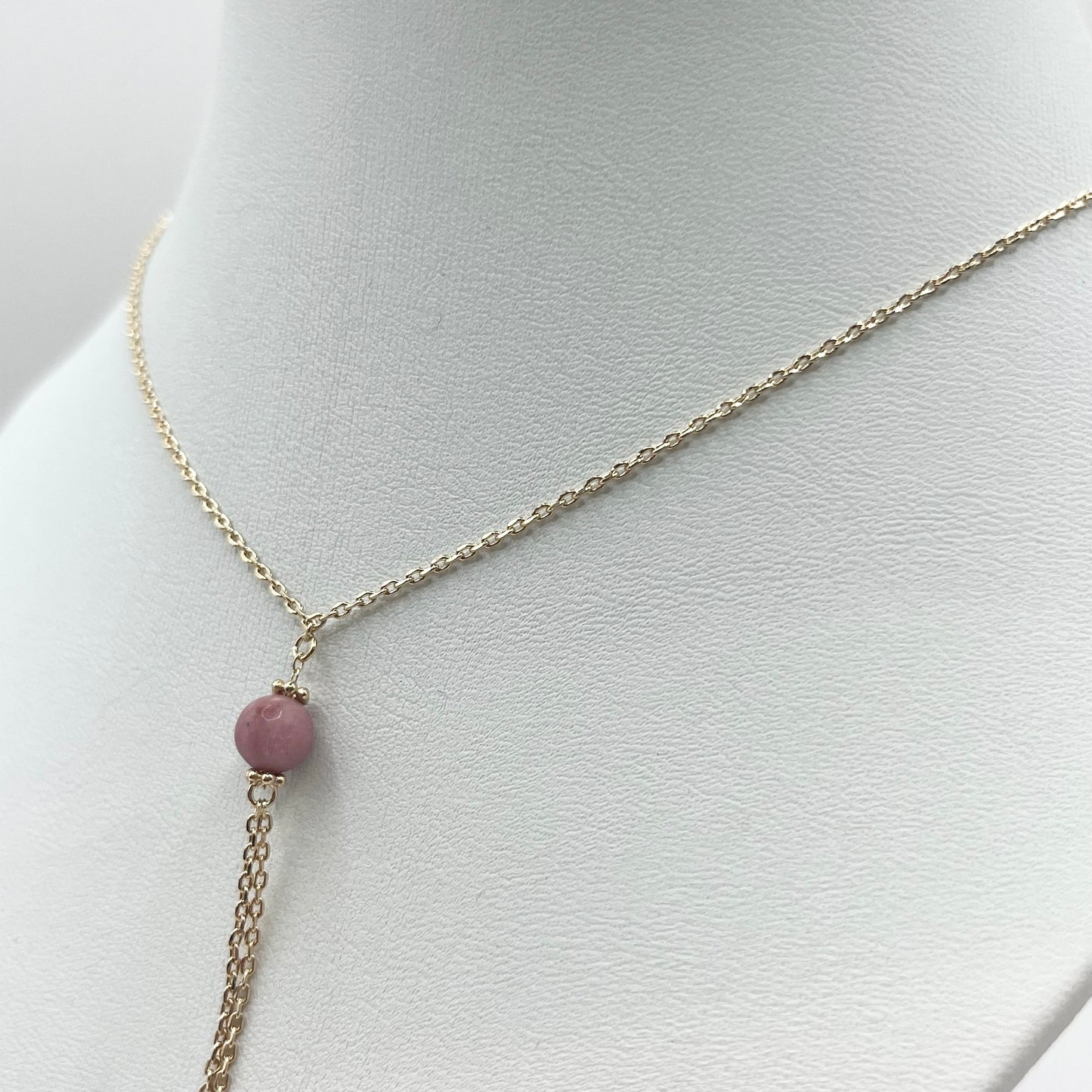 Collier Zunesha - Plaqué Or 750 & Rhodonite Neuf