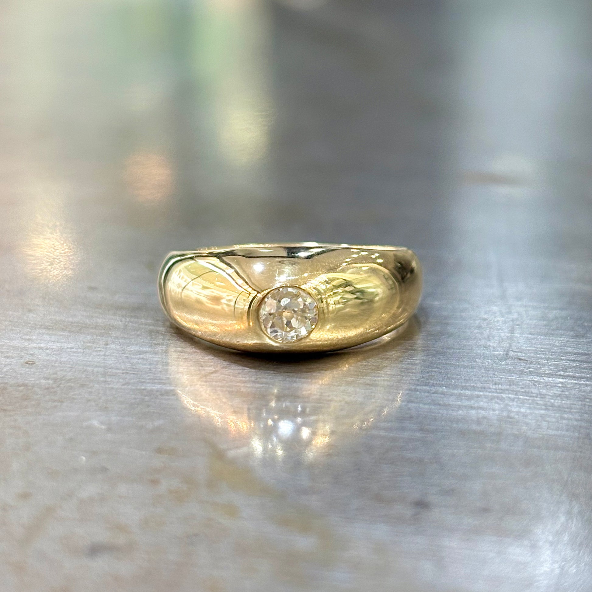 Bague Chevalière Jonc - Or Jaune 750 & Diamant