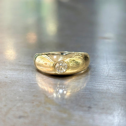 Bague Chevalière Jonc - Or Jaune 750 & Diamant