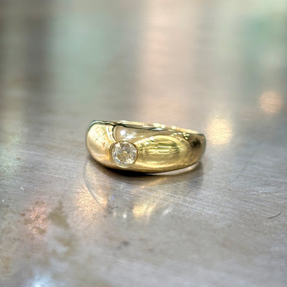 Bague Chevalière Jonc - Or Jaune 750 & Diamant