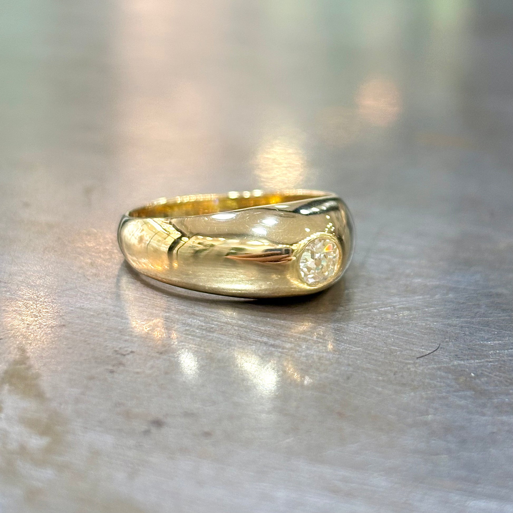 Bague Chevalière Jonc - Or Jaune 750 & Diamant