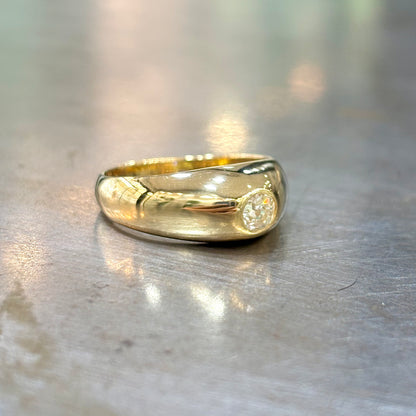 Bague Chevalière Jonc - Or Jaune 750 & Diamant