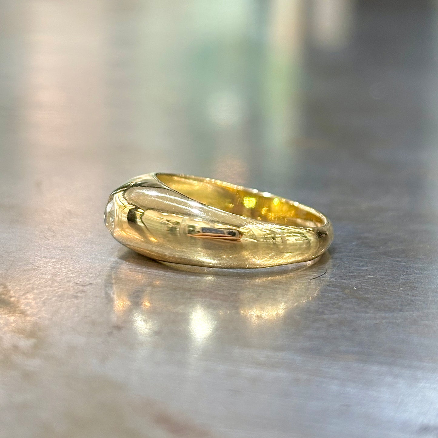 Bague Chevalière Jonc - Or Jaune 750 & Diamant