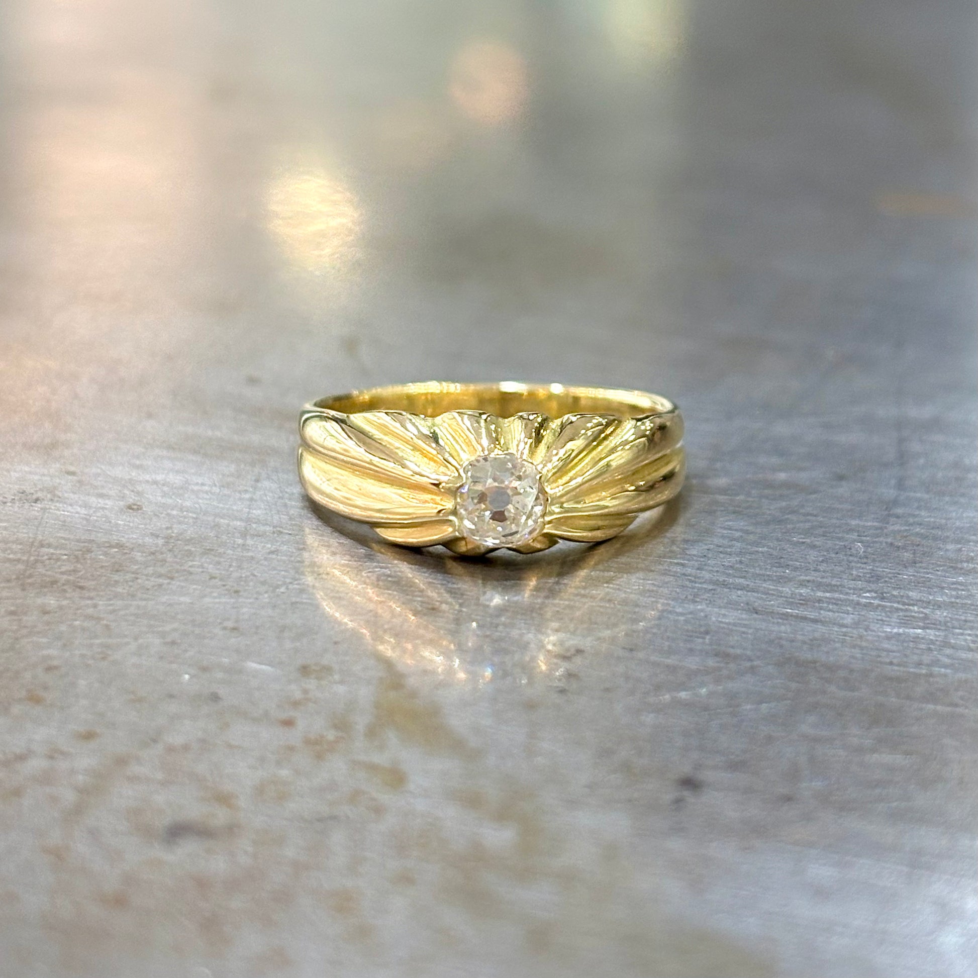 Bague Chevalière Jonc - Or Jaune 750 & Diamant