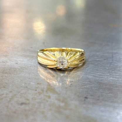 Bague Chevalière Jonc - Or Jaune 750 & Diamant