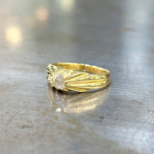 Bague Chevalière Jonc - Or Jaune 750 & Diamant