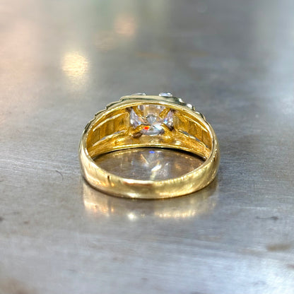 Bague Chevalière - Or Jaune/Blanc 750 & Zircon