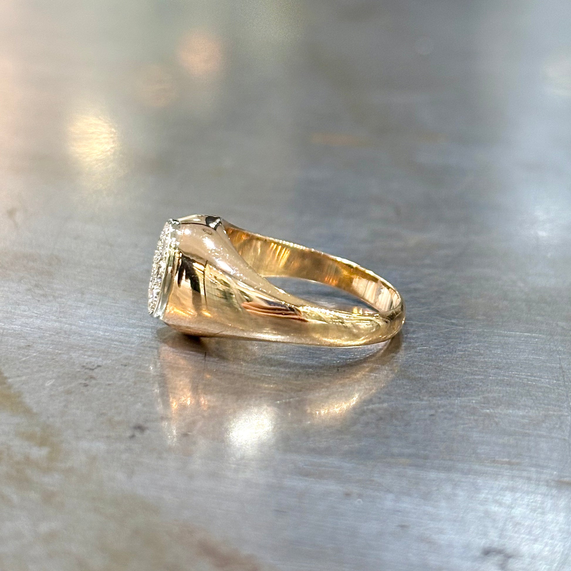 Bague Chevalière Vintage - Or Rose 750 & Diamants