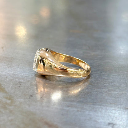 Bague Chevalière Vintage - Or Rose 750 & Diamants
