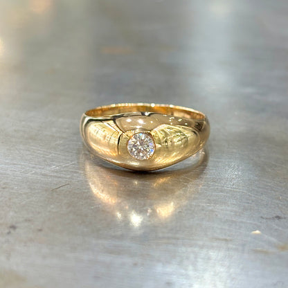 Bague Chevalière Jonc - Or Jaune 750 & Diamant