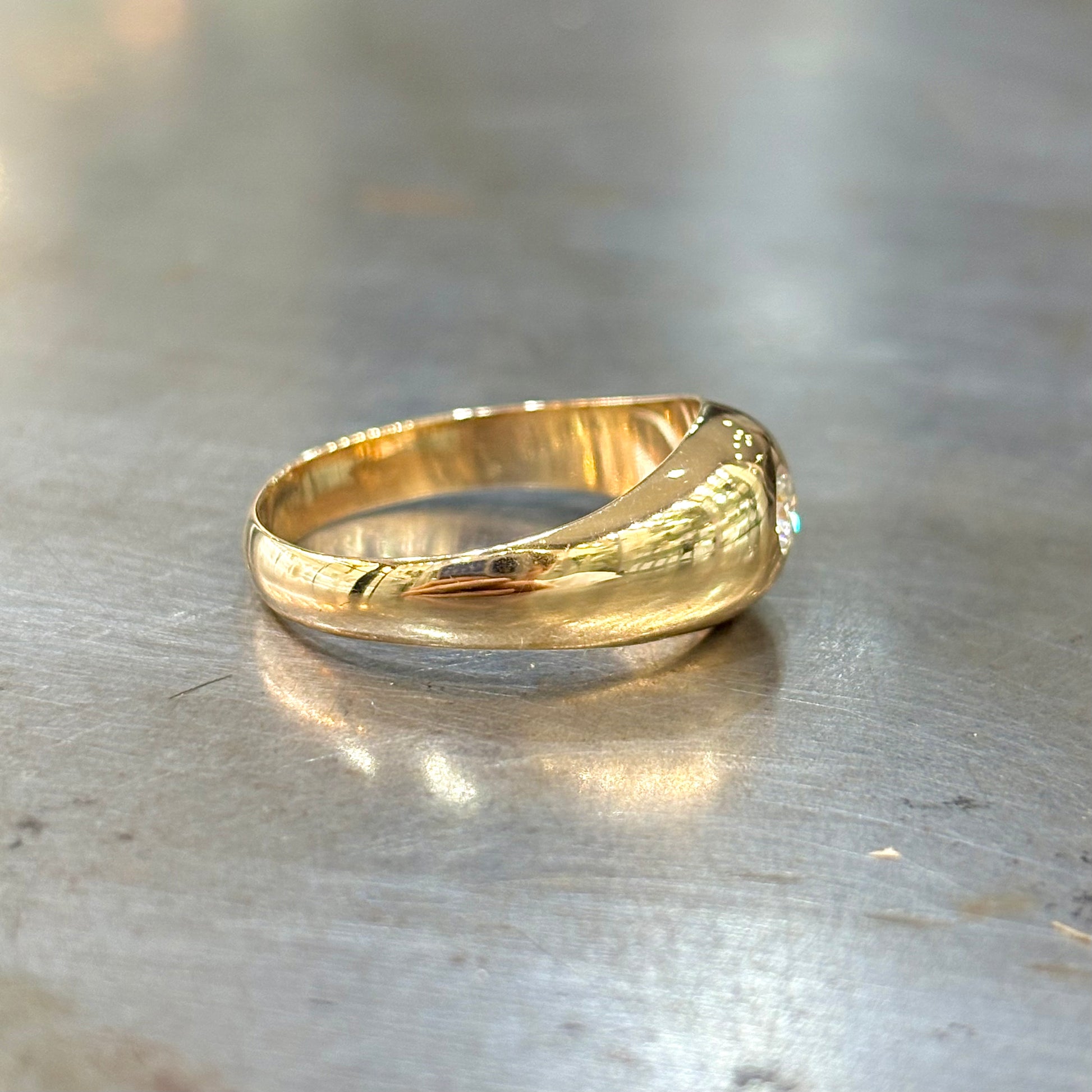 Bague Chevalière Jonc - Or Jaune 750 & Diamant