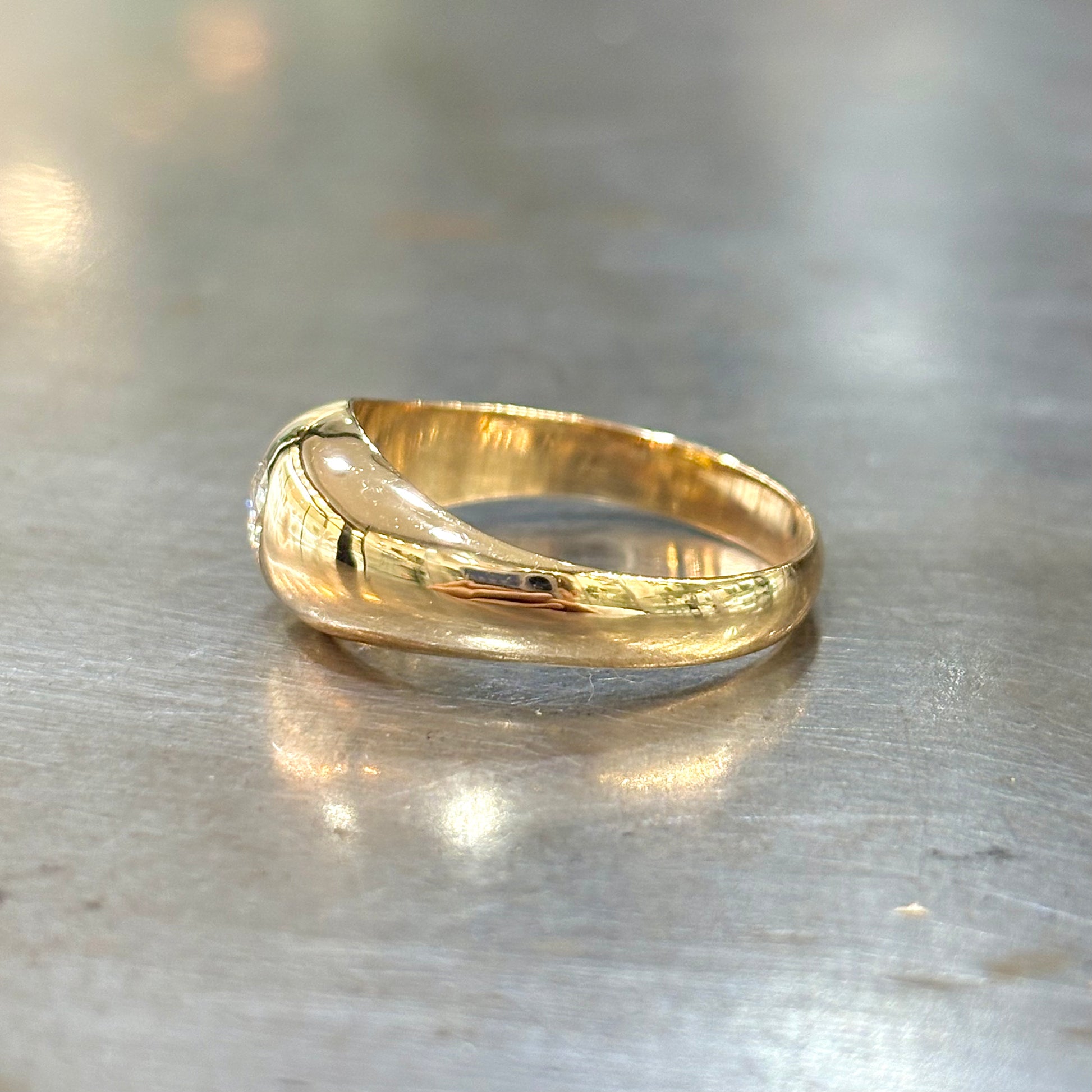 Bague Chevalière Jonc - Or Jaune 750 & Diamant