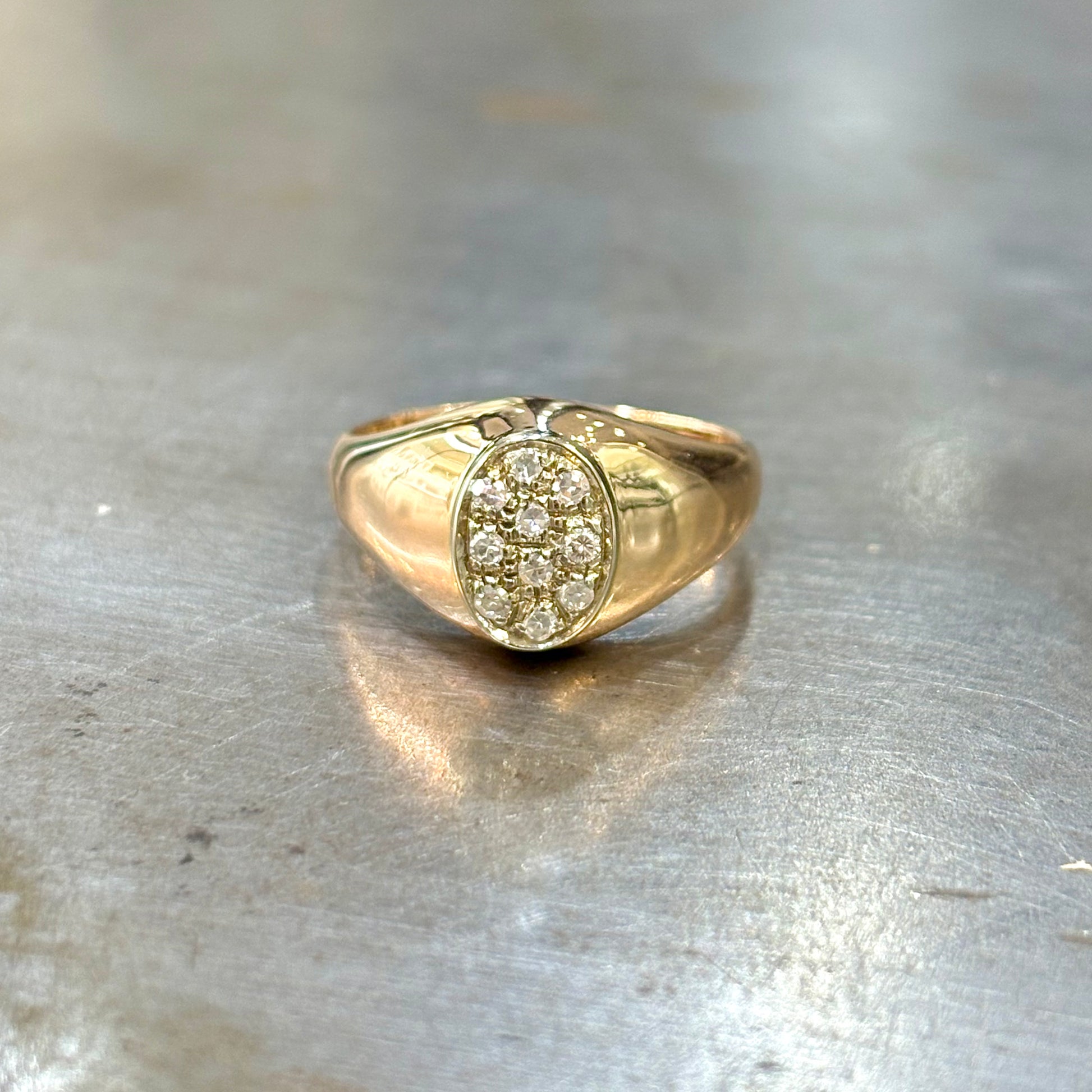 Bague Chevalière Vintage - Or Rose 750 & Diamants