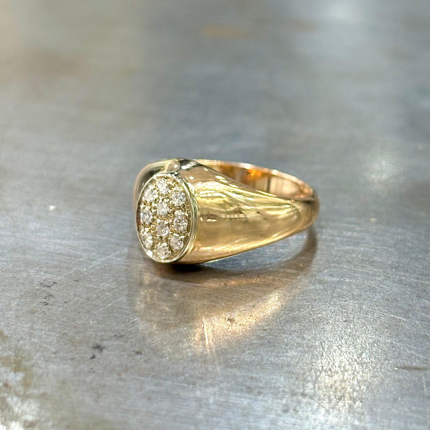 Bague Chevalière Vintage - Or Rose 750 & Diamants