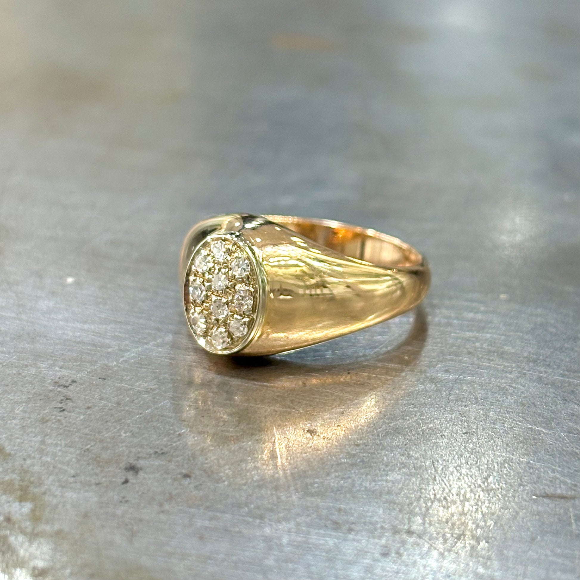 Bague Chevalière Vintage - Or Rose 750 & Diamants
