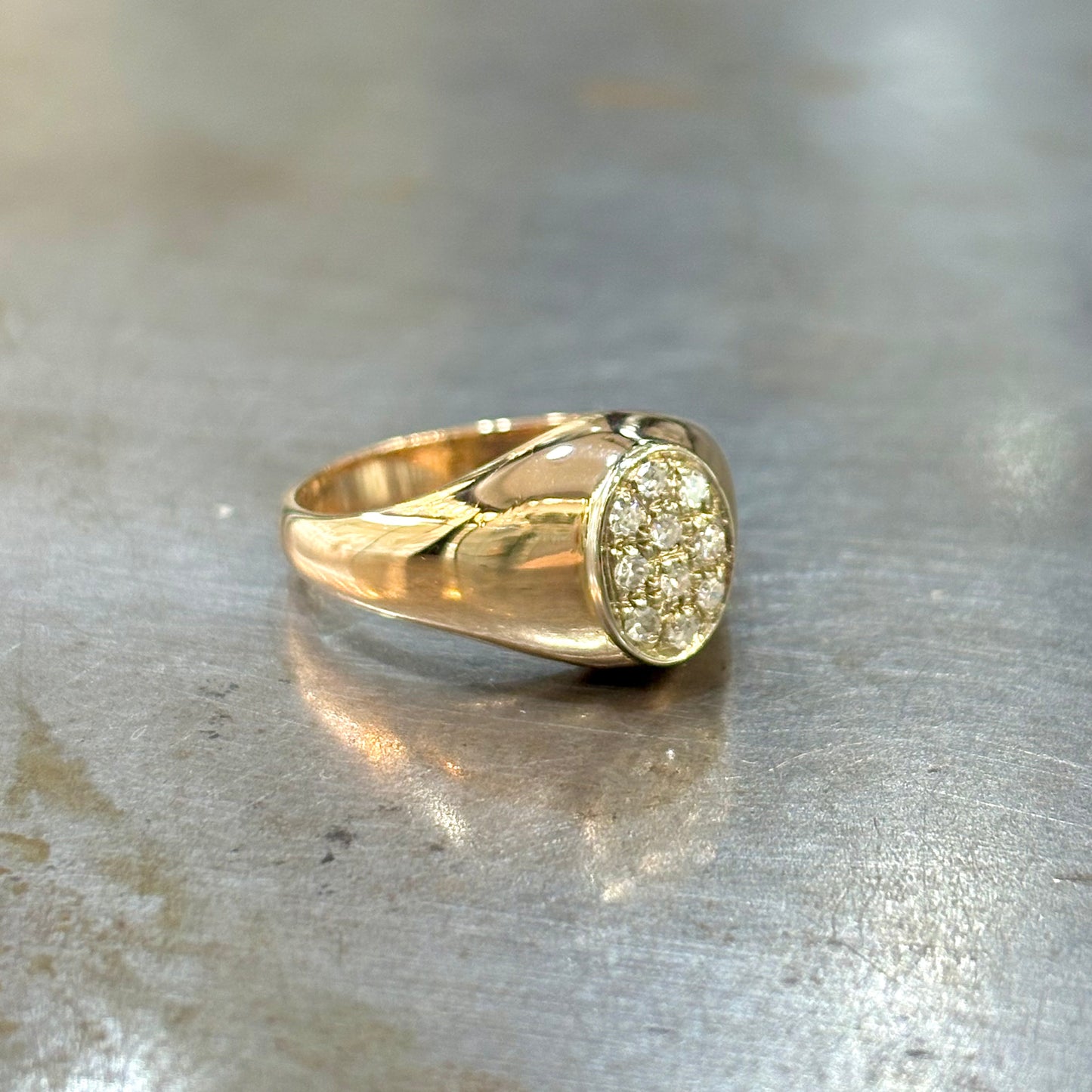 Bague Chevalière Vintage - Or Rose 750 & Diamants