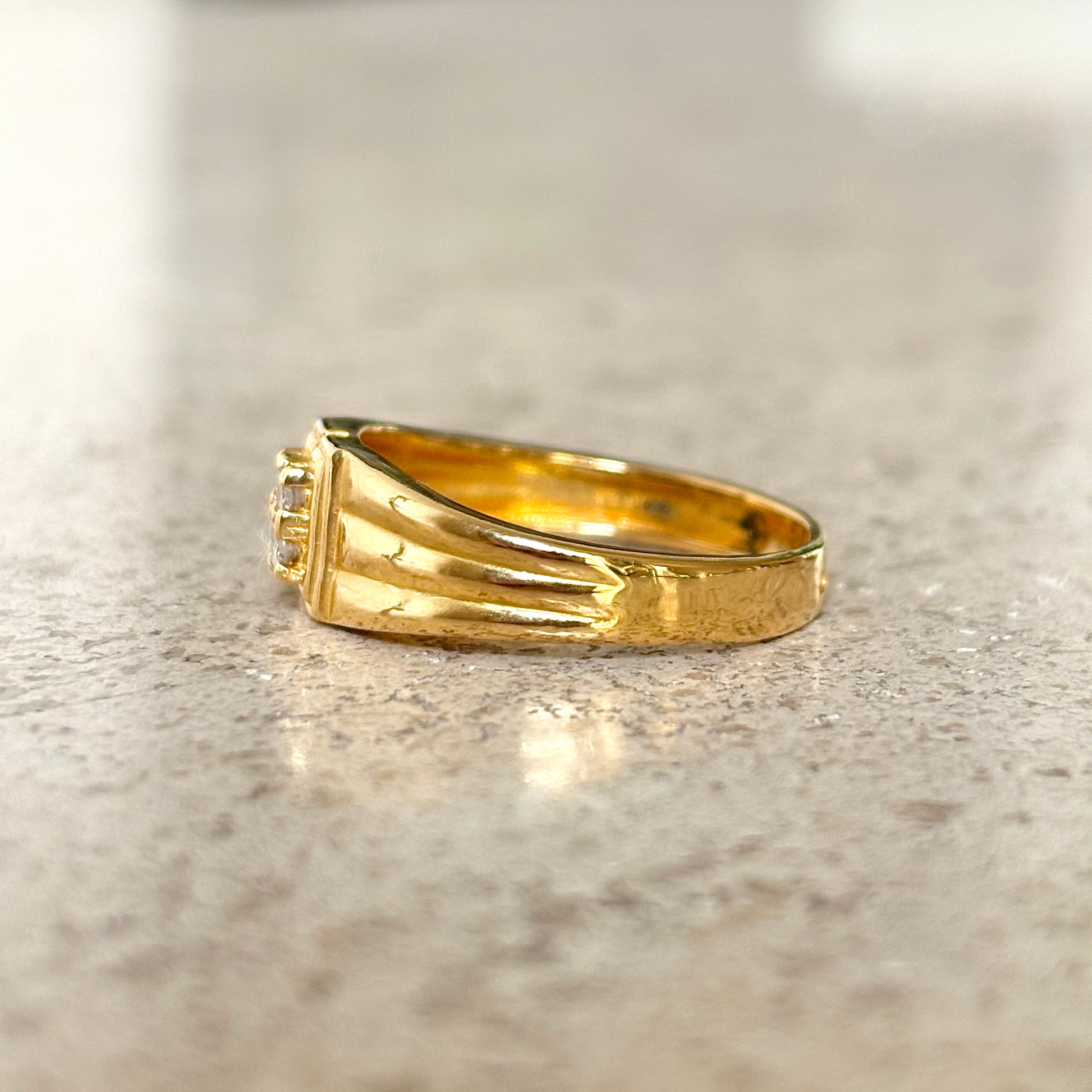 Bague Jonc - Or Jaune 916 & Diamants