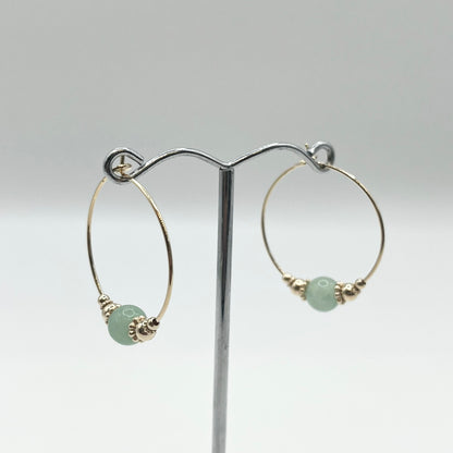 Boucles D'oreilles Zunesha - Plaqué Or 750 & Aventurine Neuf