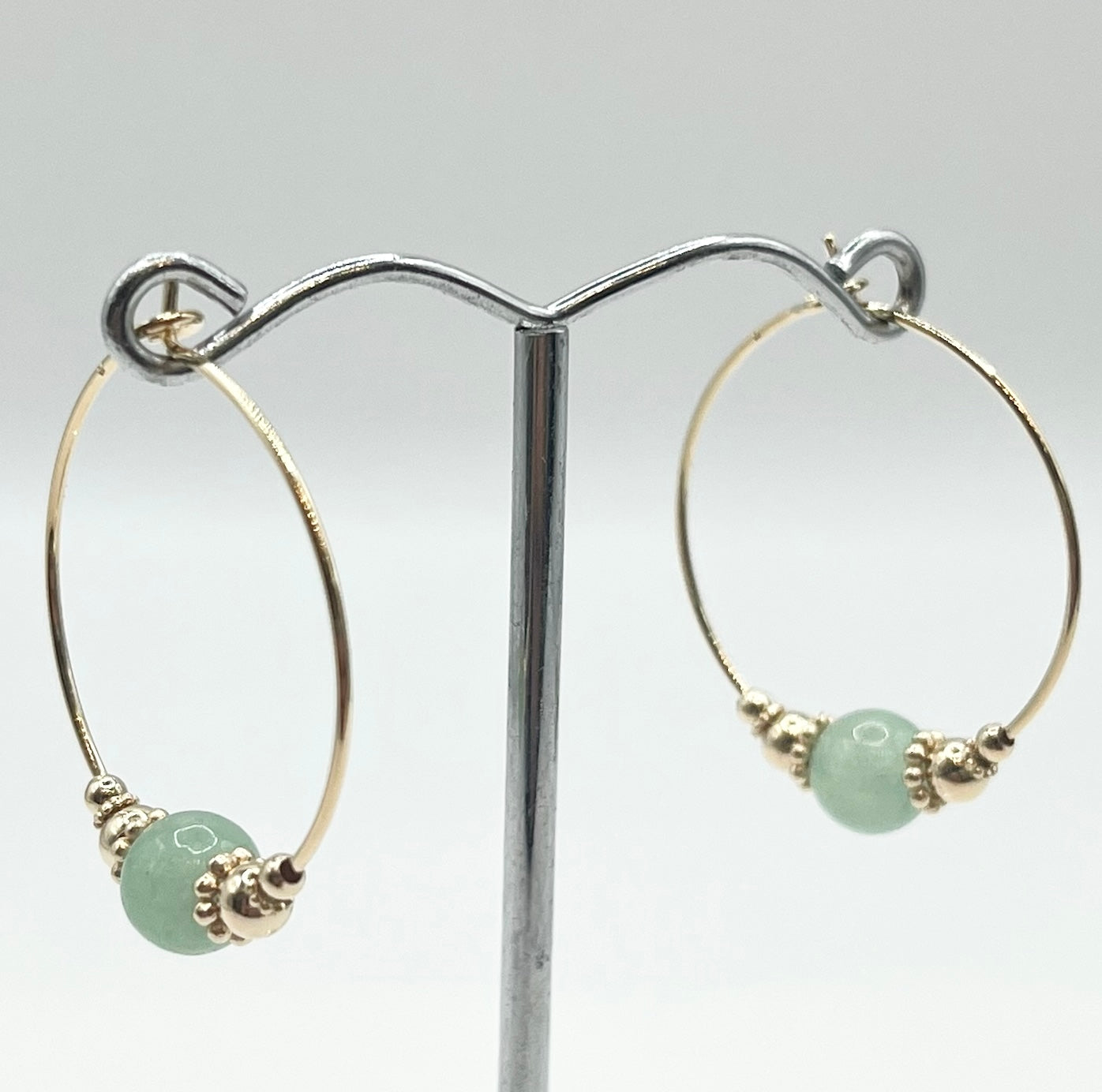 Boucles D'oreilles Zunesha - Plaqué Or 750 & Aventurine Neuf