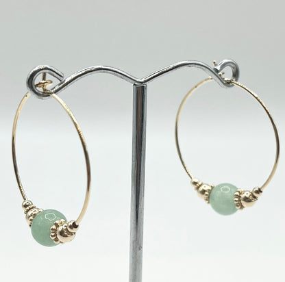 Boucles D'oreilles Zunesha - Plaqué Or 750 & Aventurine Neuf