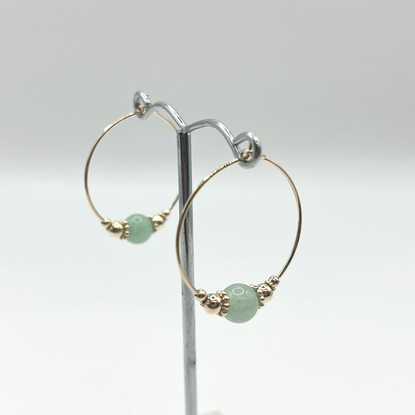 Boucles D'oreilles Zunesha - Plaqué Or 750 & Aventurine Neuf