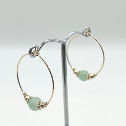 Boucles D'oreilles Zunesha - Plaqué Or 750 & Aventurine Neuf