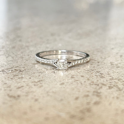 Bague Solitaire - Or Blanc 750 & Diamants