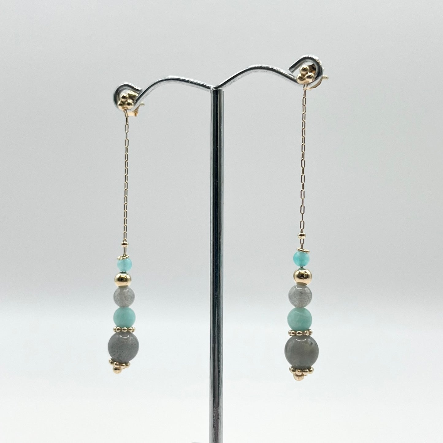 Boucles D'oreilles Zunesha - Plaqué Or 750 & Labradorite Neuf