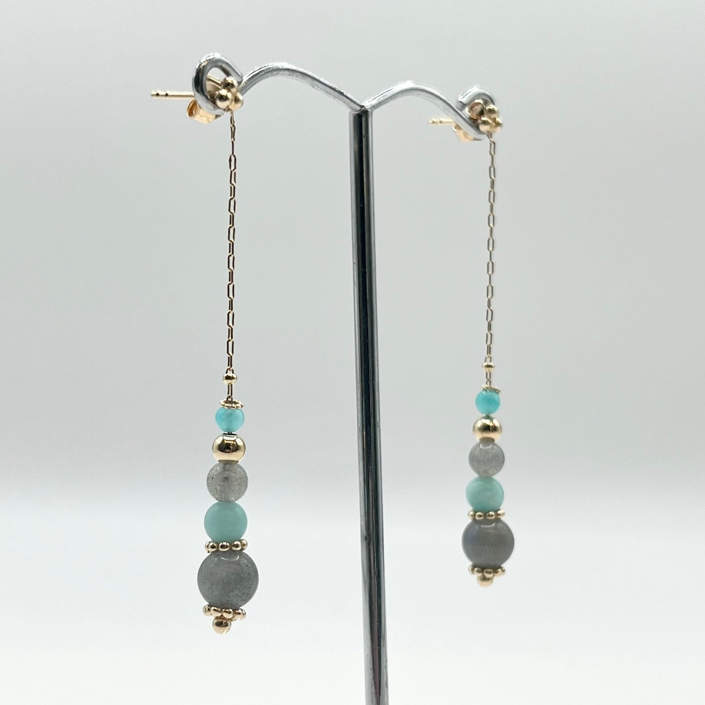 Boucles D'oreilles Zunesha - Plaqué Or 750 & Labradorite Neuf