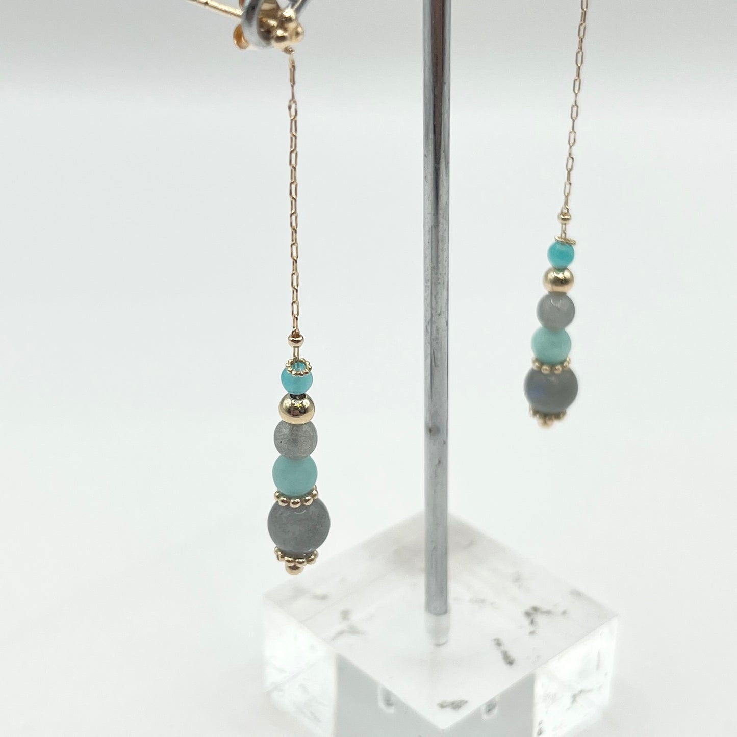 Boucles D'oreilles Zunesha - Plaqué Or 750 & Labradorite Neuf