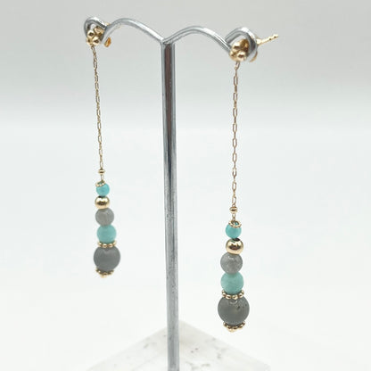 Boucles D'oreilles Zunesha - Plaqué Or 750 & Labradorite Neuf