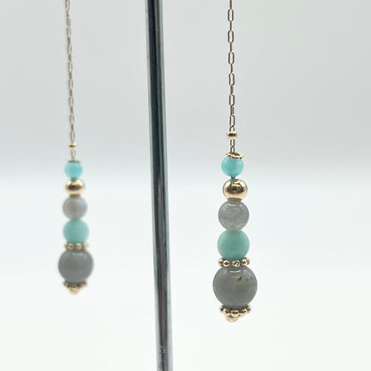 Boucles D'oreilles Zunesha - Plaqué Or 750 & Labradorite Neuf