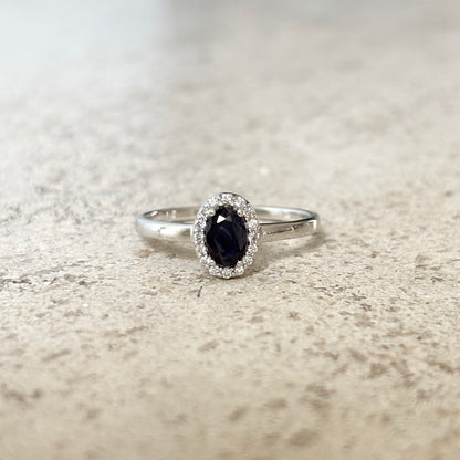 Bague Marguerite - Or Blanc 750 Saphir & Diamants