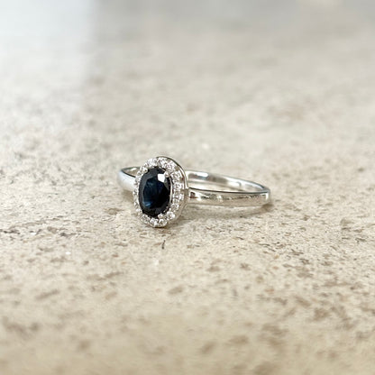 Bague Marguerite - Or Blanc 750 Saphir & Diamants