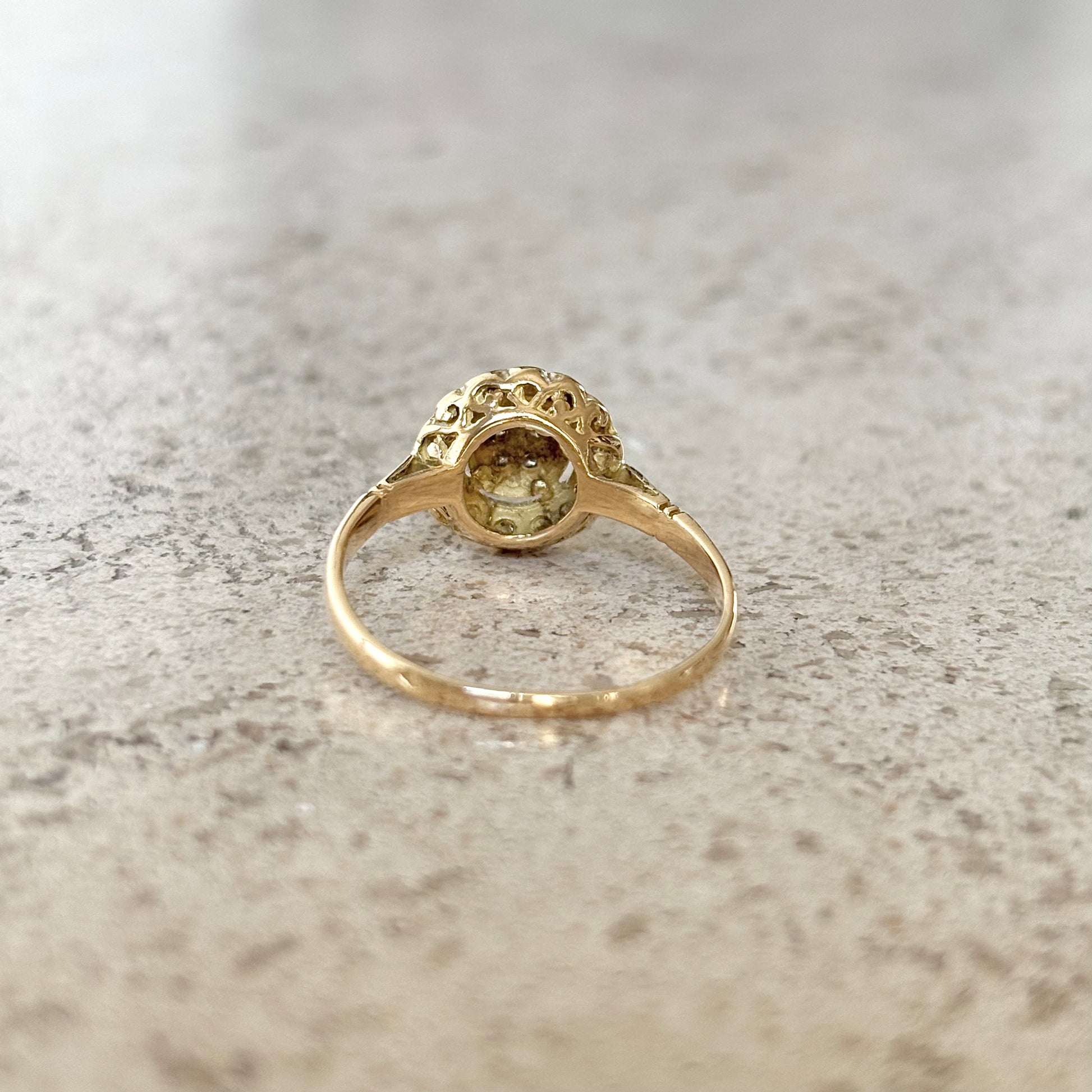 Bague Florale Vintage - Or Jaune 750 & Diamants