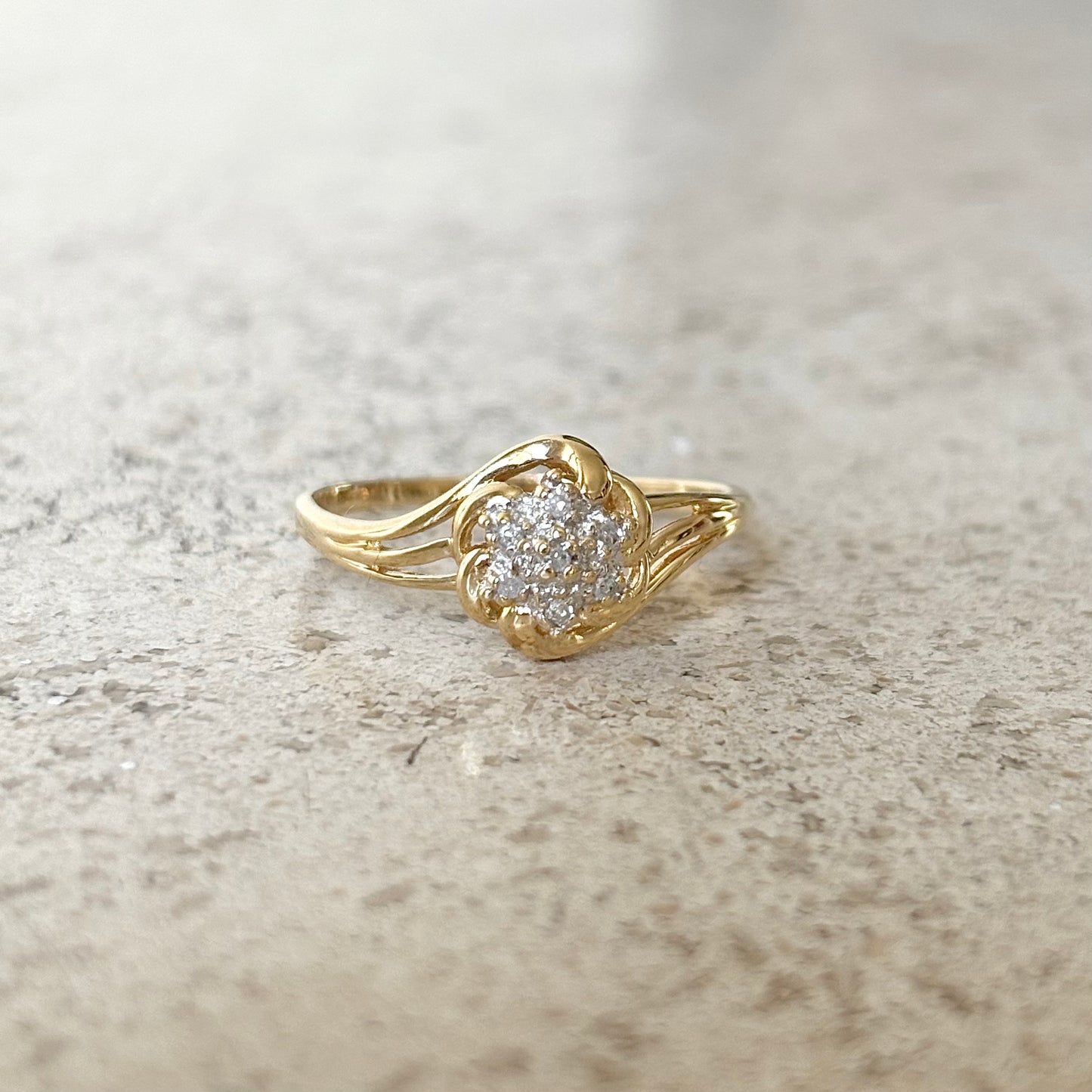 Bague Floral Vintage - Or Jaune 750 & Diamants