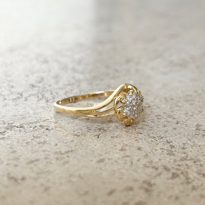 Bague Floral Vintage - Or Jaune 750 & Diamants