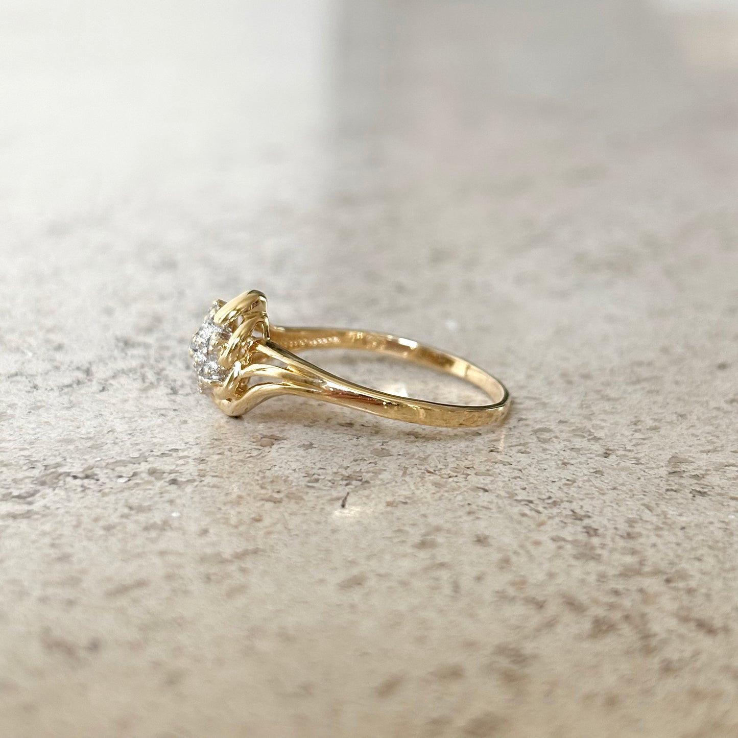 Bague Floral Vintage - Or Jaune 750 & Diamants