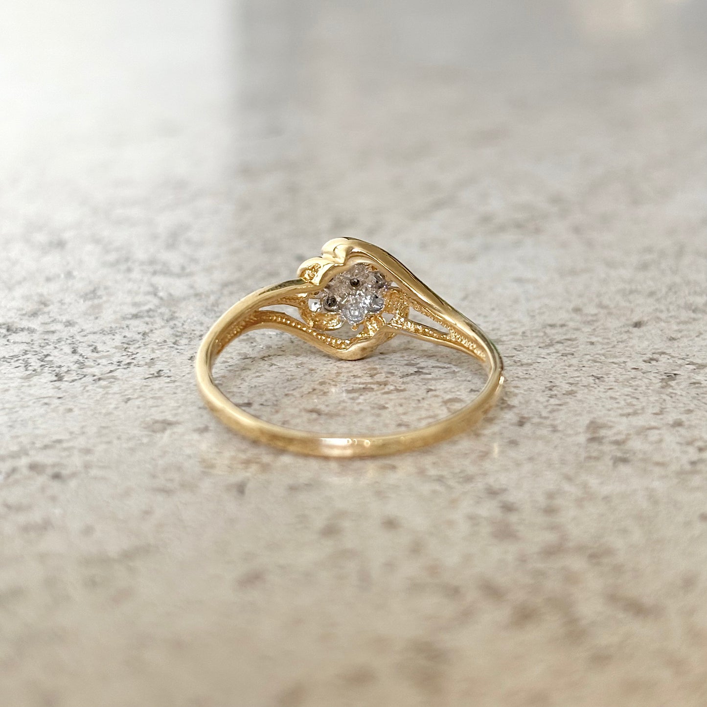 Bague Floral Vintage - Or Jaune 750 & Diamants