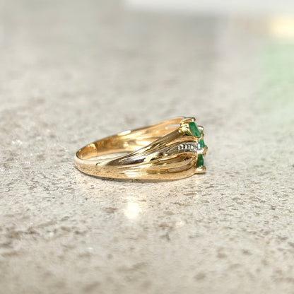 Bague Trilogie - Or Jaune 750 & Émeraudes