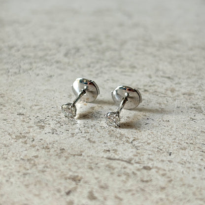 Boucles D'oreilles Puces Solitaire - Or Blanc 750 & Diamants