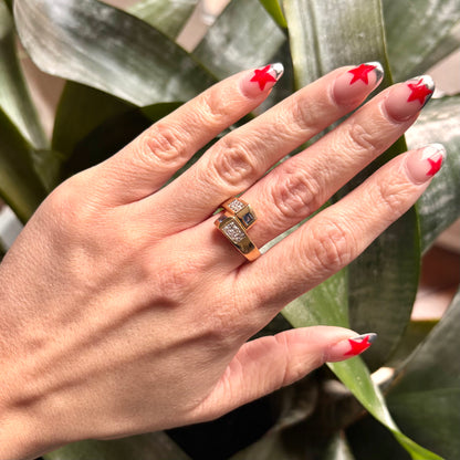 Bague Cubique - Or Jaune 750 Saphirs & Diamants