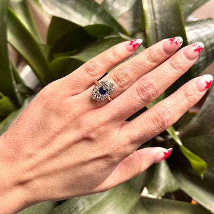 Bague Vintage - Or Rose 750 Saphir & Diamants