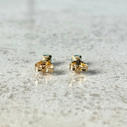 Boucles D'oreilles Puces - Or Jaune 750 & Aigues-Marines
