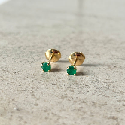 Boucles D'oreilles Puces - Or Jaune 750 & Émeraudes