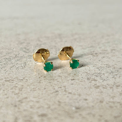 Boucles D'oreilles Puces - Or Jaune 750 & Émeraudes