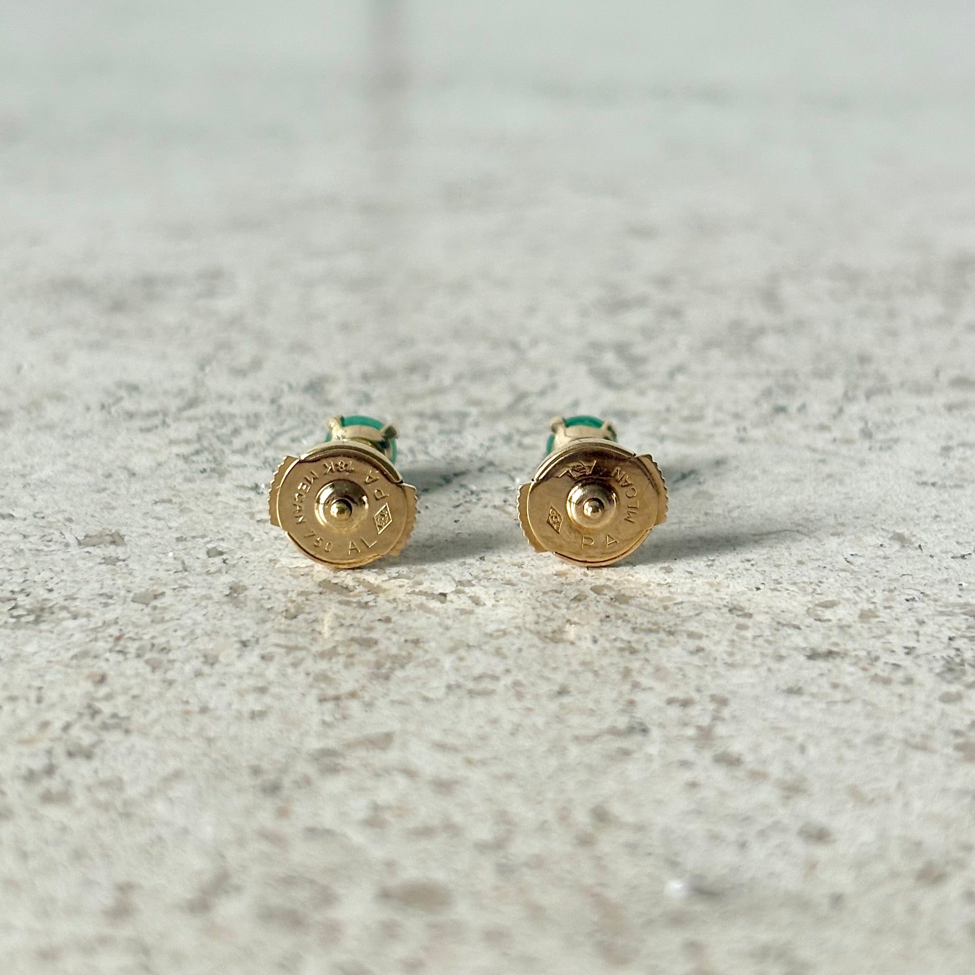 Boucles D'oreilles Puces - Or Jaune 750 & Émeraudes