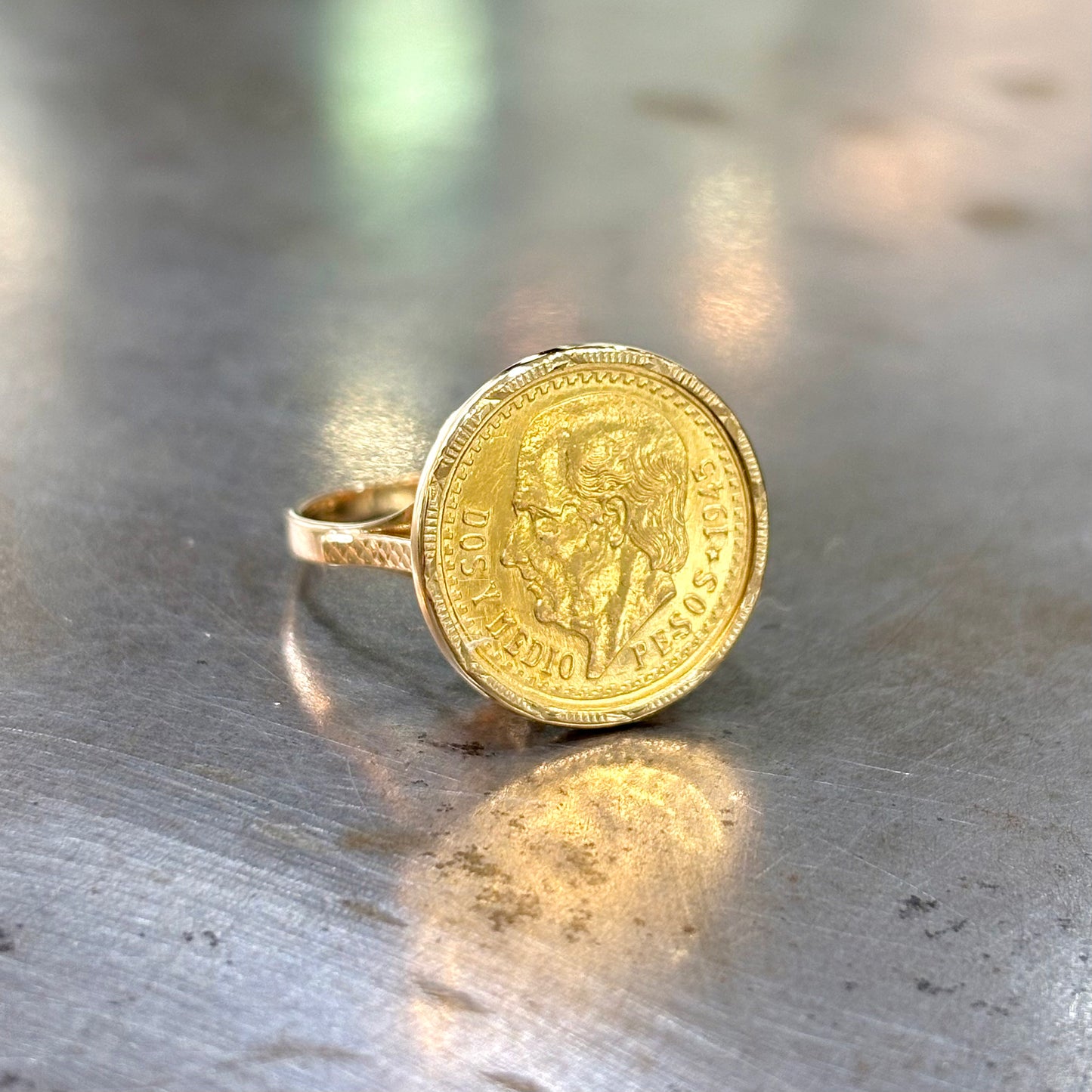 Bague Pièce - Or Jaune 750 & Pièce Or 2,5 Pesos