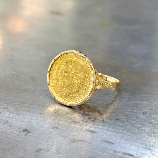 Bague Pièce - Or Jaune 750 & Pièce Or 2,5 Pesos