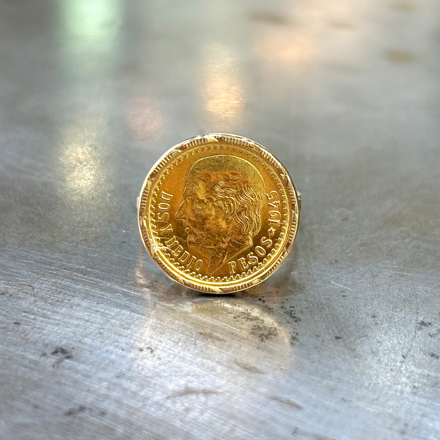 Bague Pièce - Or Jaune 750 & Pièce Or 2,5 Pesos